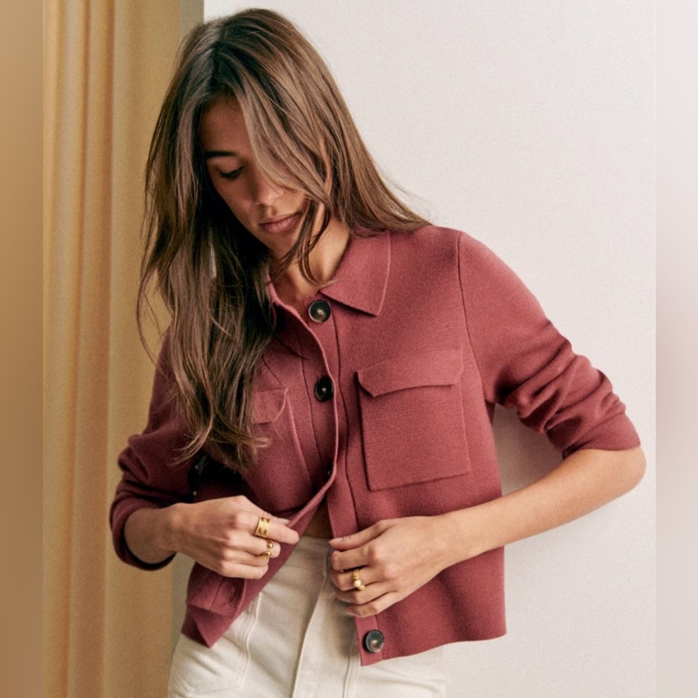 NWT Sezane Betty Cardigan in Rosewood Size L